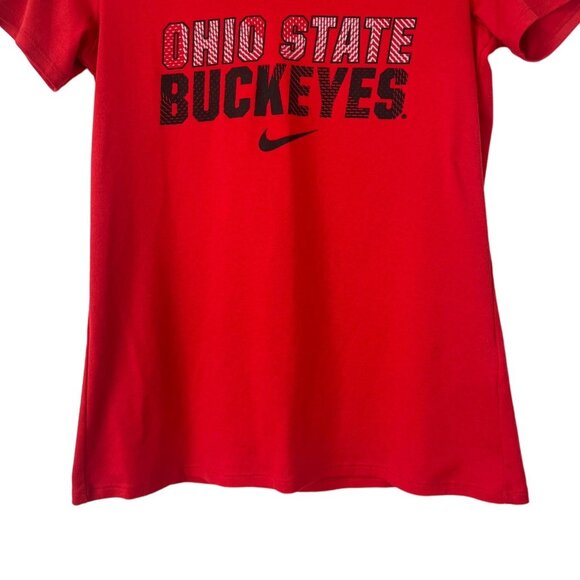 Nike Dri Fit Ohio State Buckeyes Tshirt Womens Small Red NCAA Fan Wear - Picture 4 of 8